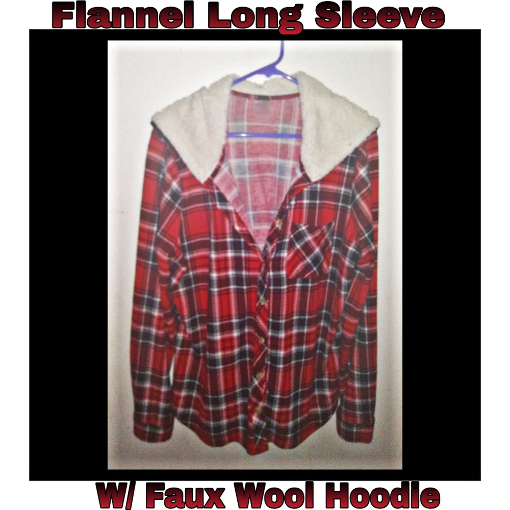 No Boundaries Red Flannel W/ Hoodie